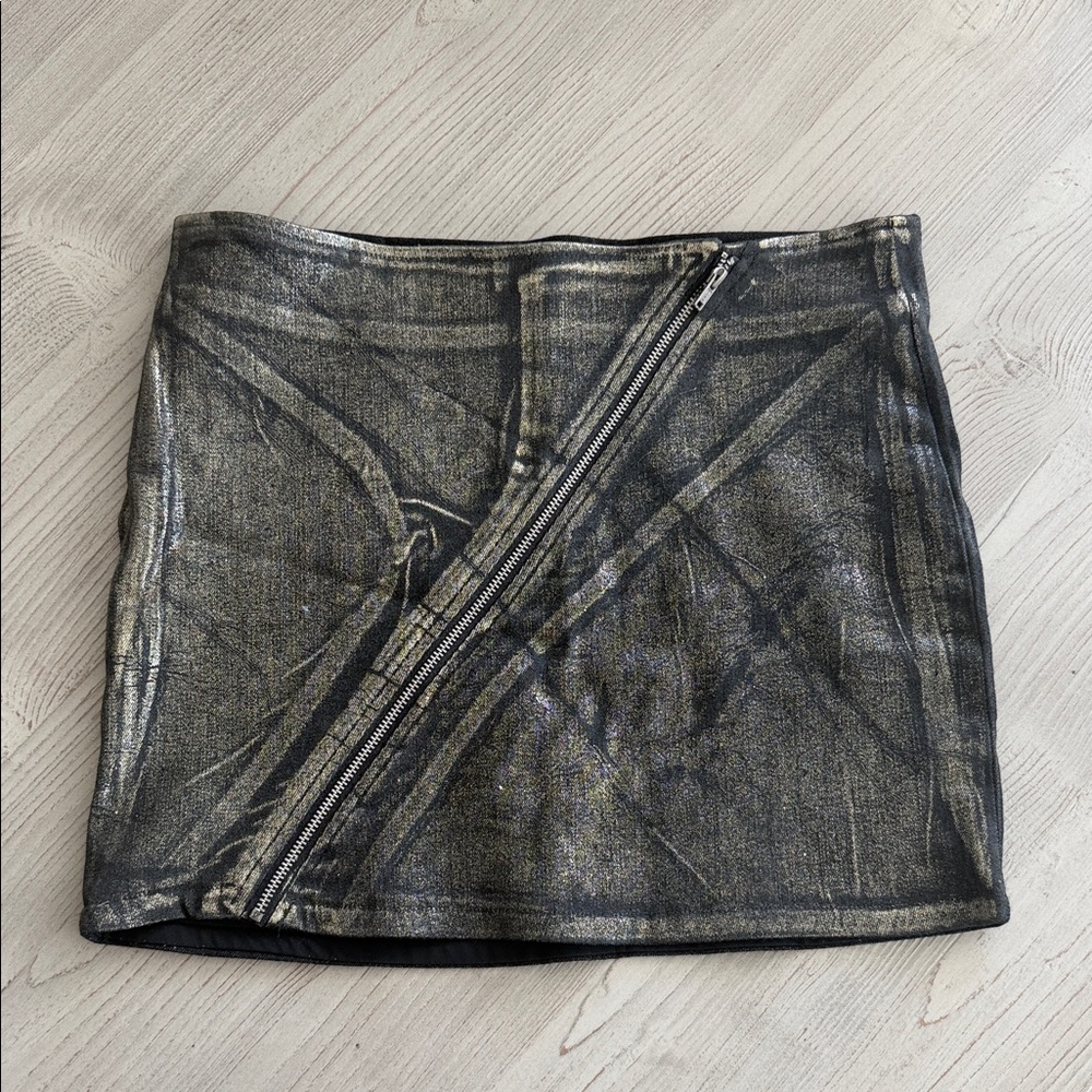 Outcast Clothing Foiled Denim Mini Skirt Size Small